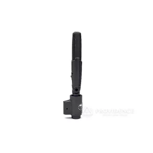 A preowned Shure Model 300 Bi-Microphone (serial number 5310) stands upright and closed, showcasing its classic handle in sharp detail against a clean white background. This vintage microphone, known for its robust design and broadcast-quality sound, is a featured find from Providence Sound And Vision. The image includes a discreet Providence watermark at the lower right, emphasizing authenticity. Discover more exceptional audio collectibles like this at Providence Sound And Vision.