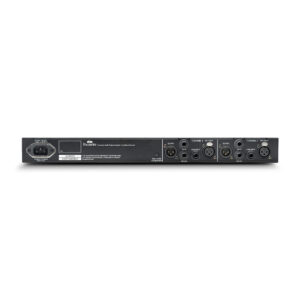 Focusrite ISA Two rackmount preamp (blue/gray) rear panel with power input, XLR/combo OUT 1-4 and CH 1-4 IN.