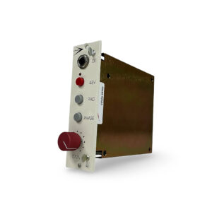 Preowned A-Designs P-1 500 Series Mic Preamp: white panel, red gain knob, gray buttons, DI input, brown sides/backs.