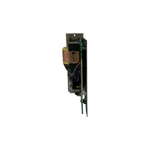 API 512c 500 Series Mic Preamp (SN 907.5570), side view of green PCB, copper coil, and components on metal plate.
