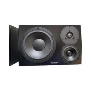 Preowned Dynaudio LYD 48 black studio monitors, 3-way, rectangular front panel, SN 04019954/04019987.