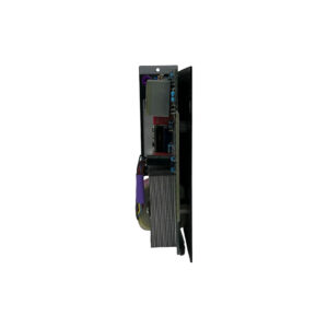 Vertical side view of Purple Audio BIZ 500 Series mic preamp PCB, SN 1537, showing heat sink, transformer, and capacitors.