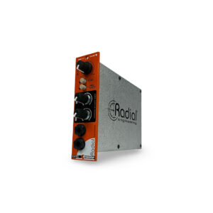 Preowned Radial EXTC 500 Series Reamp, orange panel, black knobs, silver rackmount case; ideal for easy reamping.