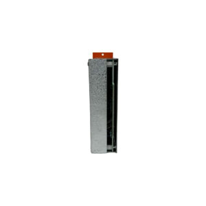 Side view of preowned Radial Engineering EXTC 500 Series Reamp features a textured metallic body and orange tab, against white.