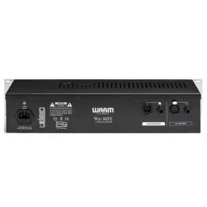 Warm Audio WA-MPX single-channel tube preamp rear—rackmount, silver, XLR I/O, IEC power input, power switch, vents.