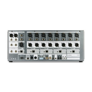 Cranborne 500R8 audio interface rear panel: black rackmount unit with XLR, RCA, and coaxial ports in labeled rows.