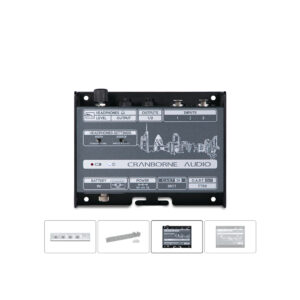Cranborne Audio C.A.S.T. Intro Bundle headphone amp, cityscape panel art, top ports; four audio interface gear images below.