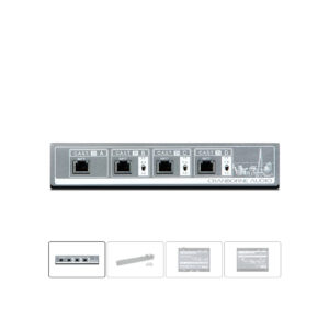 Cranborne C.A.S.T. Intro Bundle: silver device, five labeled Ethernet ports (A–E) on front; four product thumbnails below.