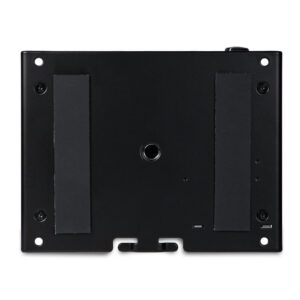 Cranborne N22H black metal mounting plate with rubber strips, corner screw holes, and central thread on white background.