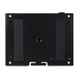 Cranborne N22H black metal mounting plate, rectangular, top view, with foam strips, four screw holes, threaded center.