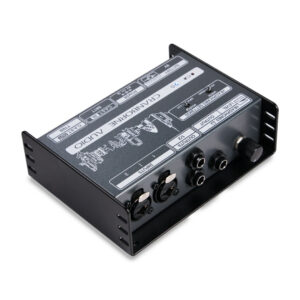 Cranborne Audio N22H black and silver interface with labeled channels, multiple I/O ports, volume knob, and switch.