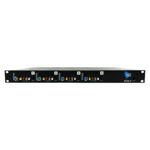 API 3124+ 1U rackmount audio preamp, SN 909.3086, four channels, black chassis, colored buttons, labeled controls.