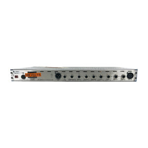 API TCS-II Channel Strip B Stock rackmount, rear view with XLR/1/4 I/O and 120 VOLTS label, black metal finish.