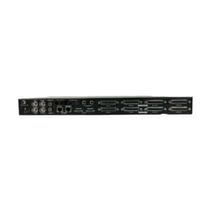 Antelope Galaxy Synergy Core (rackmount, black) rear: BNC, Ethernet, serial, audio jacks, DB-25—Synergy Core tech.