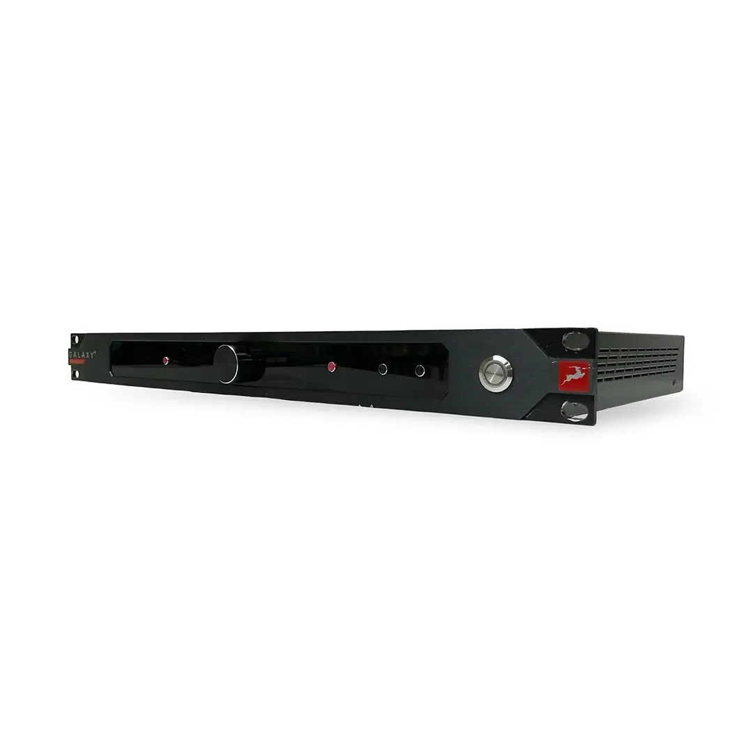 Antelope Galaxy Synergy Core SN 4205022000108 black rackmount audio interface with front knobs, side vents, red logo on white.