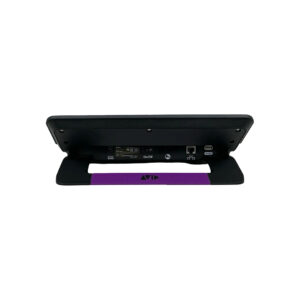 Avid S1 audio control surface, preowned, SN ENEOZ13600007F, on black stand with purple accents; Ethernet and USB ports shown.