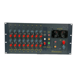 Chandler Limited rackmount mixer (SN 000 055), preowned, with PSU, red/blue knobs, toggles, lights & two large dials.