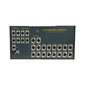 Chandler Limited Mixer (PSU, SN 000055) rear: black rackmount, XLR I/O (Stereo Out, Ctrl Room, Channels 1–16), PSU port.