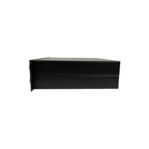 Preowned black three-ring binder, flat on white background—ideal for document organization in any studio or office setup.