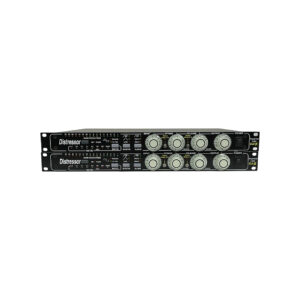 Preowned Empirical Labs EL8-X Distressor rackmount pair, stacked with labeled dials, LED meters; ideal for audio dynamics.