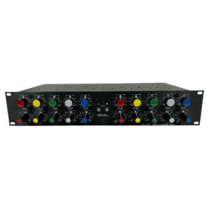 GML 8200 SN E3936 rackmount EQ, black panel, multi-color knob caps, preowned, professional audio gear.