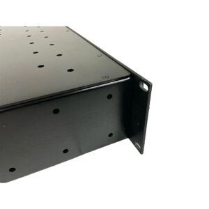 GML 8200 black rackmount enclosure, preowned, SN E3936, vented metal with right bracket and screw holes.