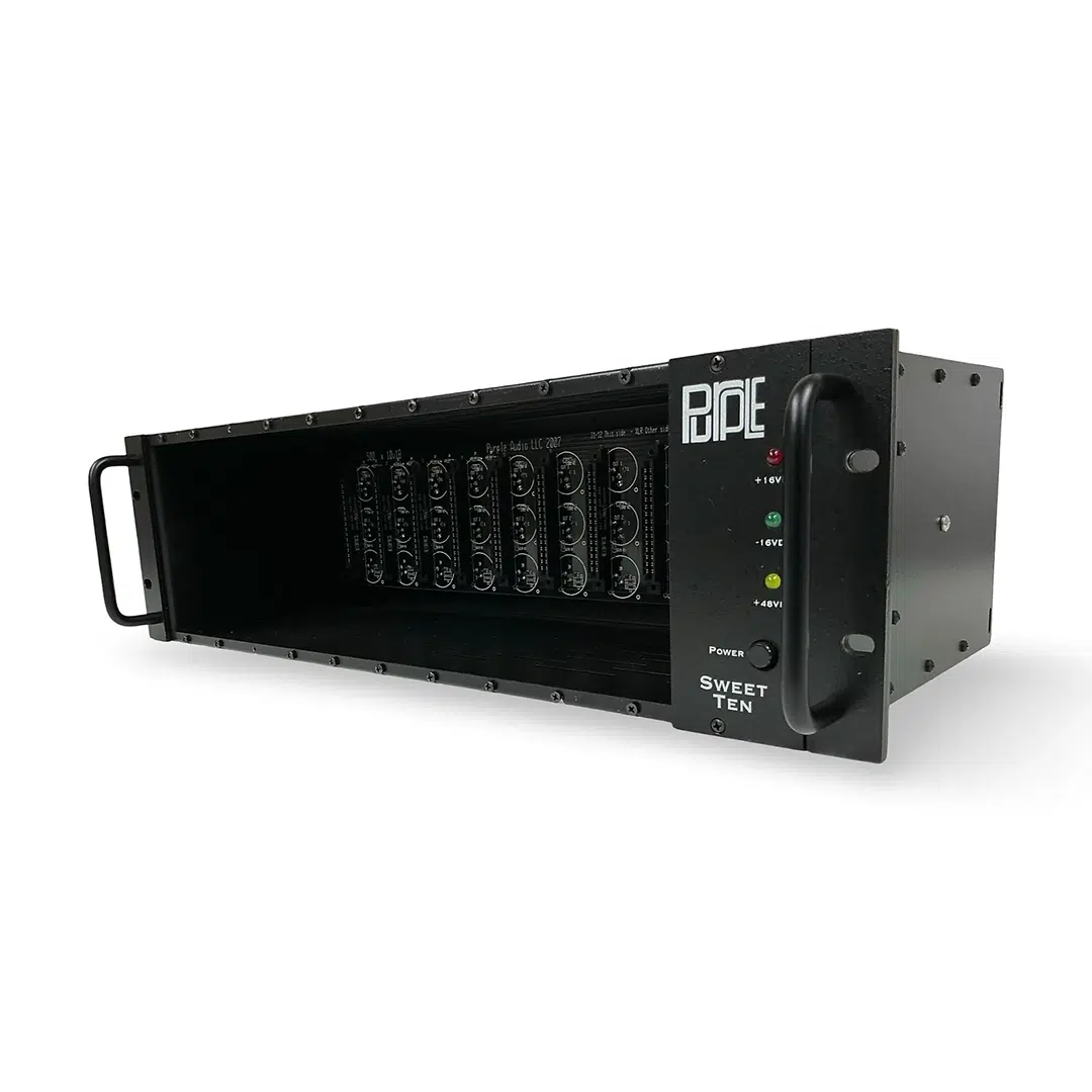 Preowned Purple Sweet Ten Rack (SN TEN604), 10-slot black angled rackmount, with control buttons and indicator lights.