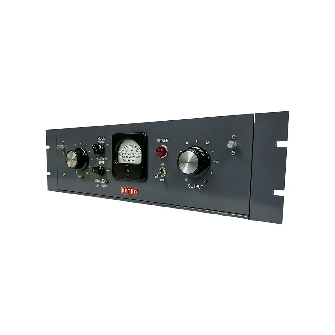 Preowned Retro Instruments Sta-Level SN 441 gray rackmount compressor with dials, switches, power button, and analog meter.