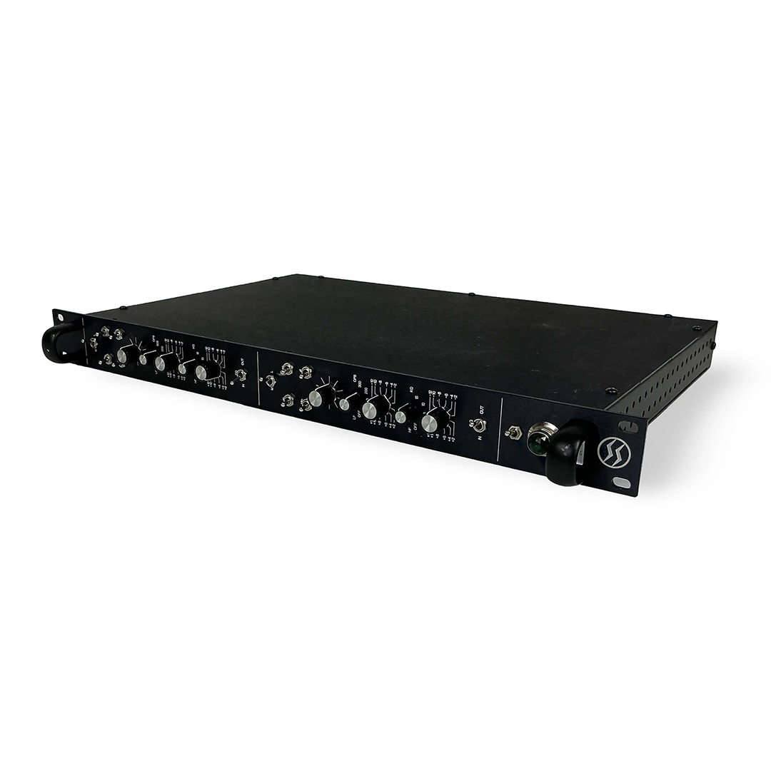 Preowned Spectrasonics Channel Strip Pair (SN PO639), black 1U rackmount unit with pro knobs, switches, and LEDs.