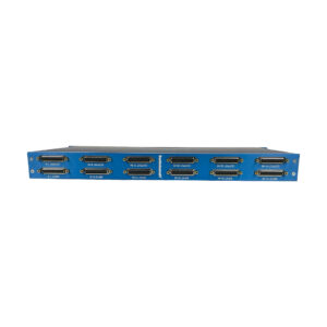 Preowned Switchcraft StudioPatch 9625 patchbay, 96 points, DB25, rackmount, labeled front panel, two rows on white background.