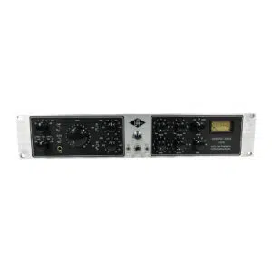 Preowned Universal Audio 6176 channel strip, 19-inch rackmount, silver/black panel, VU meter, black dials & switches.
