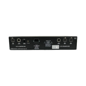 Universal Audio 6176 rackmount channel strip rear—SN 5396—showing I/O ports, power switch, compressor & preamp labels.