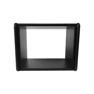 RAB Audio ProRak 8U black rackmount case, open front/back, rounded edges; shown front view on white background.