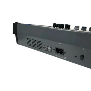 Roland Juno X synthesizer rear: AC input, ventilation, labels, power button, and control knobs. Model SN Z5N1615 visible.