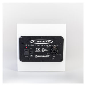 Auratone 5C Active (Pair), white, back panel with power switch, input jack, CE mark, and branding on white background.