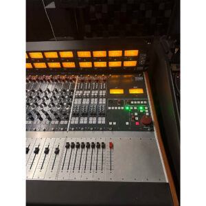 Rupert Neve 5088 Console SN 0251, rackmount, preowned, with sliders, knobs, buttons & lit meters on detailed control panel.