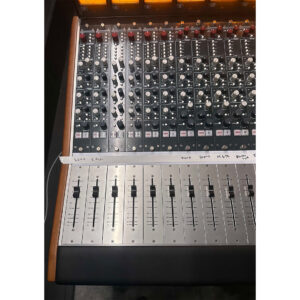 Rupert Neve Designs 5088 Console SN 0251, black finish, with knobs, sliders, and white tape track labels. Preowned unit.