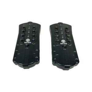 Hear Back Technologies HUB Bundles (preowned, SN 1145-HK006521), black, side by side on white, with knobs and ports visible.