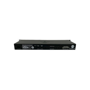 Hear Back Technologies HUB Bundle SN 1145-HK006521, black, rear view with Ethernet ports and power input on white background.