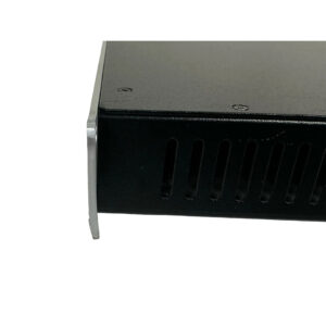 Apogee Rosetta 800 (SN R86039) rackmount corner, silver bracket, vent slots, visible screws; preowned condition.