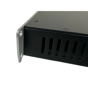 Apogee Rosetta 800 rackmount (SN R86039), preowned, black metal corner with vent slits, screws, and mounting bracket.