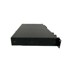 Preowned Bryston 10B-STD Crossover SN 102277: black 1U rackmount unit with side brackets, minimalist front, white background.