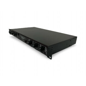 Bryston 10B-STD Crossover SN 102277, black 1U rackmount unit with front knobs/buttons, on white background.