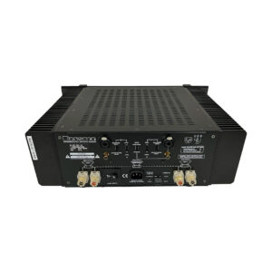 Bryston 7B SST Pro black rackmount amplifier rear, showing ports, terminals, switches, and side/top ventilation grilles.