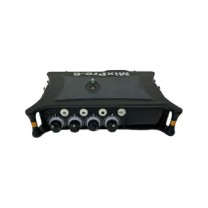 Sound Devices MixPre-6 audio recorder, preowned, front view with four knobs, REC button, display; model name on top.