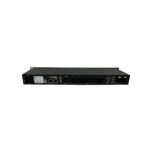 Preowned black Trinnov Nova rackmount, rear view: 3D Mic, 6 Licenses, power, Ethernet, USB, audio jacks.