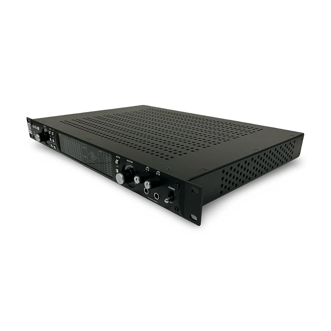 Preowned Universal Audio Apollo 8 Quad rackmount interface, black with front I/O, knobs, and vents on a white background.