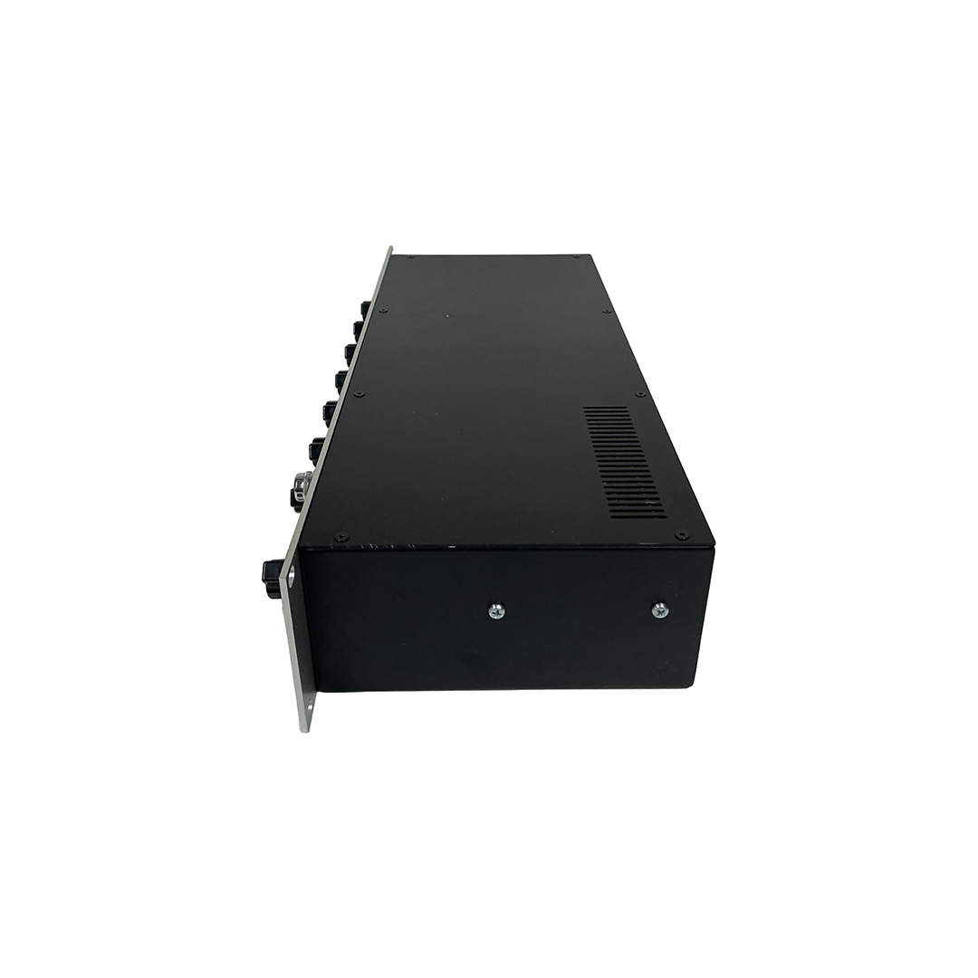 Heritage Audio rackmount unit, preowned, black chassis with control knobs and vents, displayed on a white background.