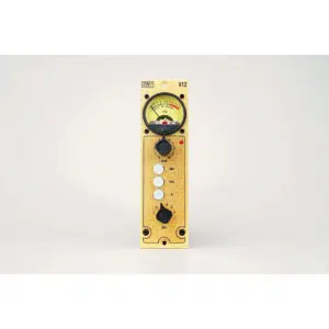 Z&H Designs V12 Preamp 500 Series: yellow faceplate, analog VU meter, black knob, white buttons, vertical switches.