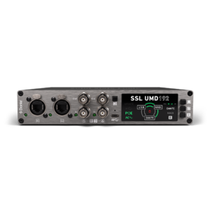 SSL UMD 192 rackmount audio interface, brushed metal front, connectors, controls, display, and indicator lights visible.